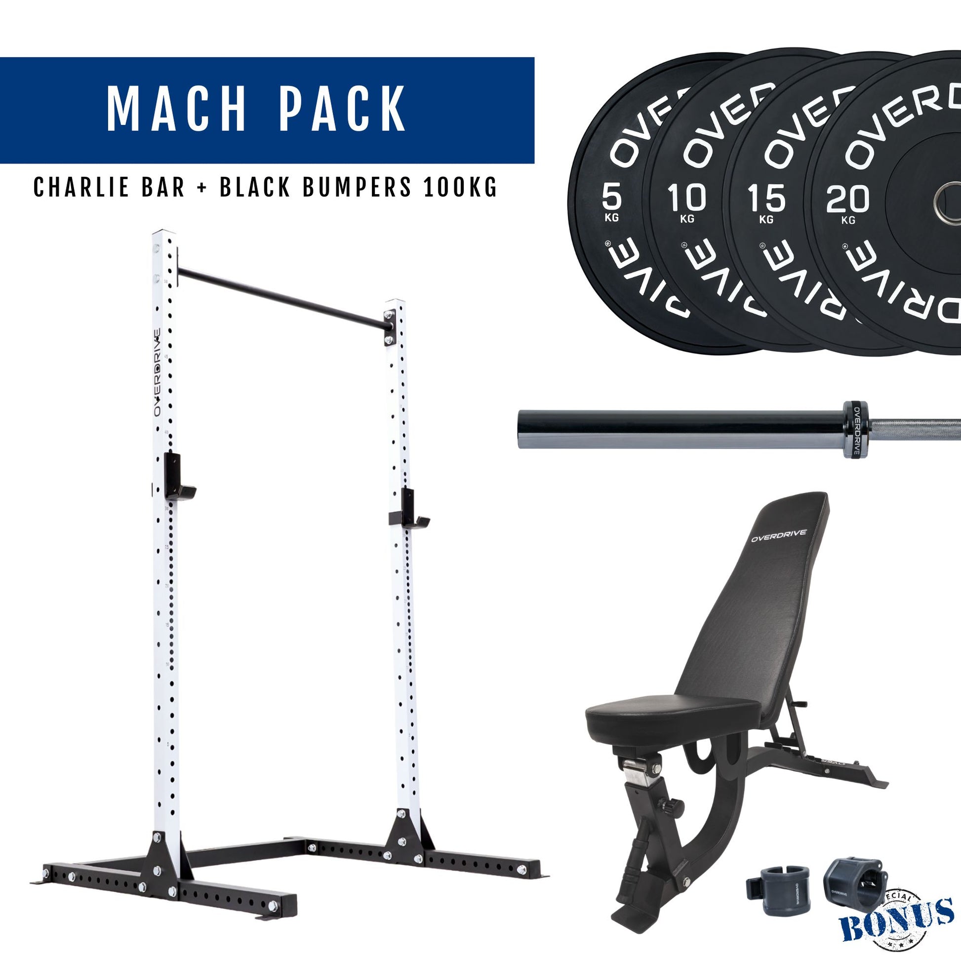 Best Home Gym Packages Mach Pack 100kg FID Bench OVERDRIVE SPORTS