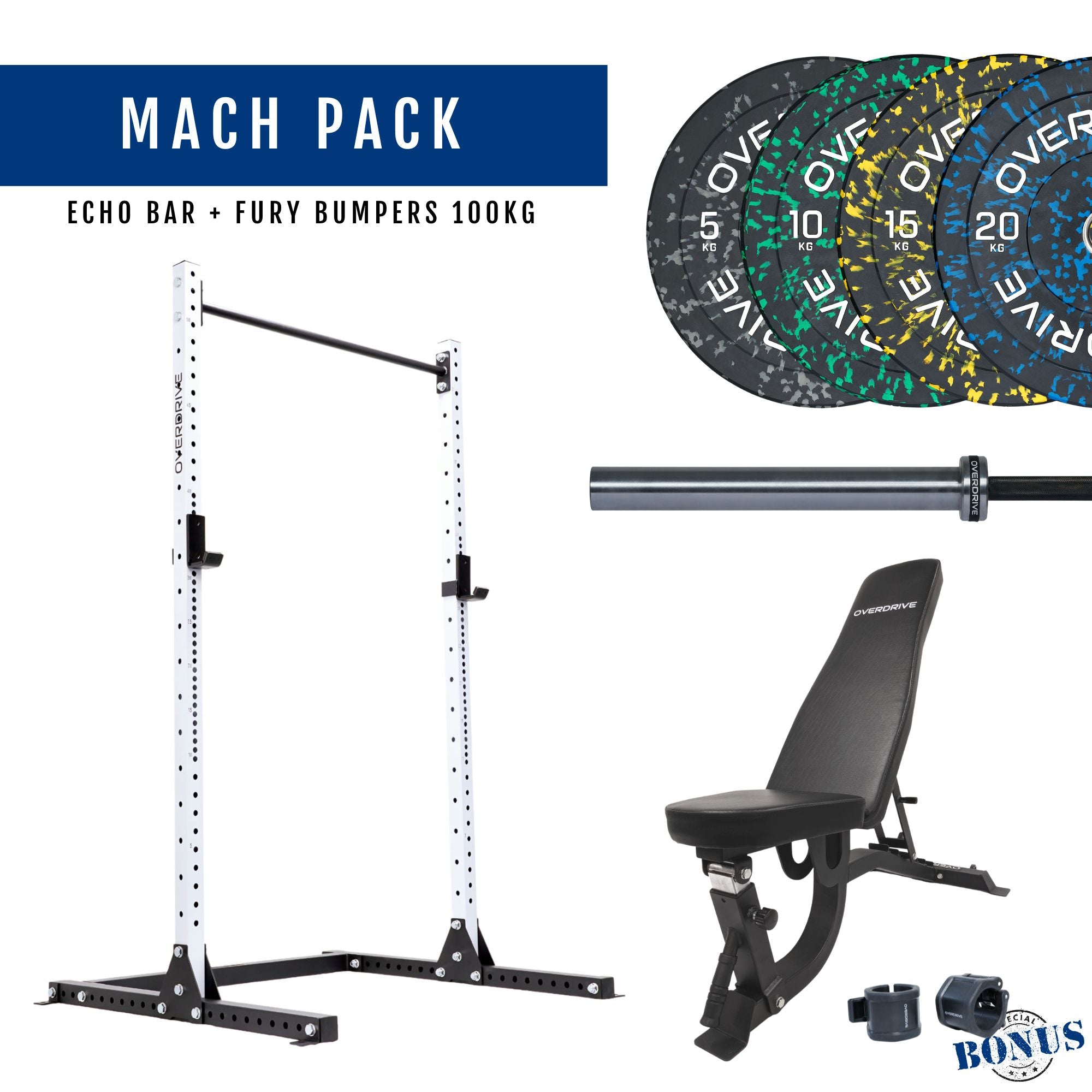 Best Home Gym Packages Mach Pack 100kg FID Bench OVERDRIVE SPORTS